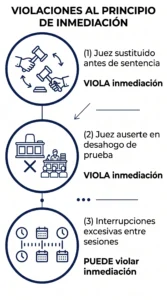 Tres supuestos en que se viola el principio de inmediación penal